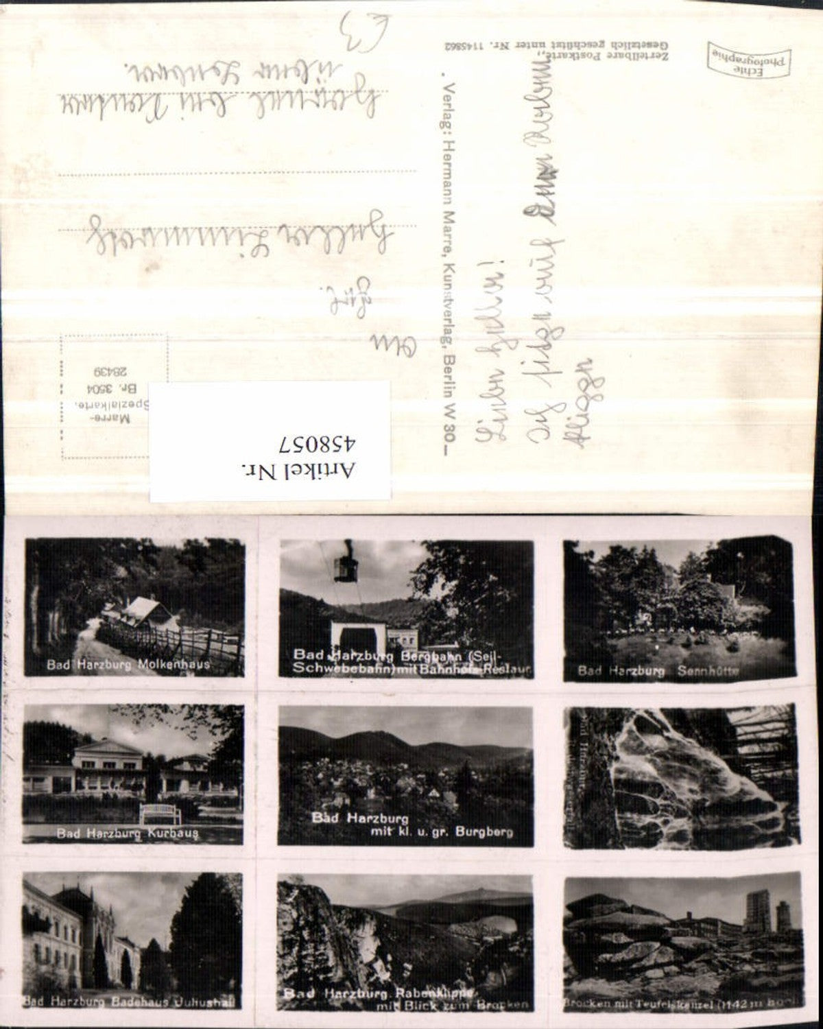 458057,Bad Harzburg Totale Seilbahn Kurhaus Mehrbildkarte