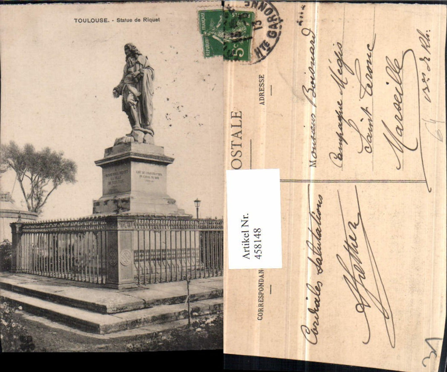 458148,Midi-Pyrenees Haute-Garonne Toulouse Statue de Riquet Denkmal