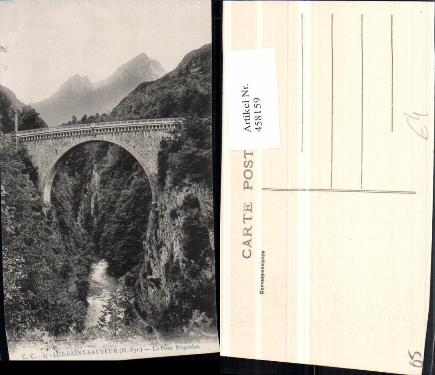 458159,Midi-Pyrenees Hautes-Pyrenees Luz-Saint-Sauveur Pont Napoleon Brücke