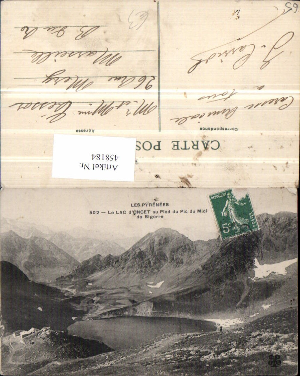 458184,Midi-Pyrenees Hautes-Pyrenees Lac Oncet Pic du Midi See Bergkulisse
