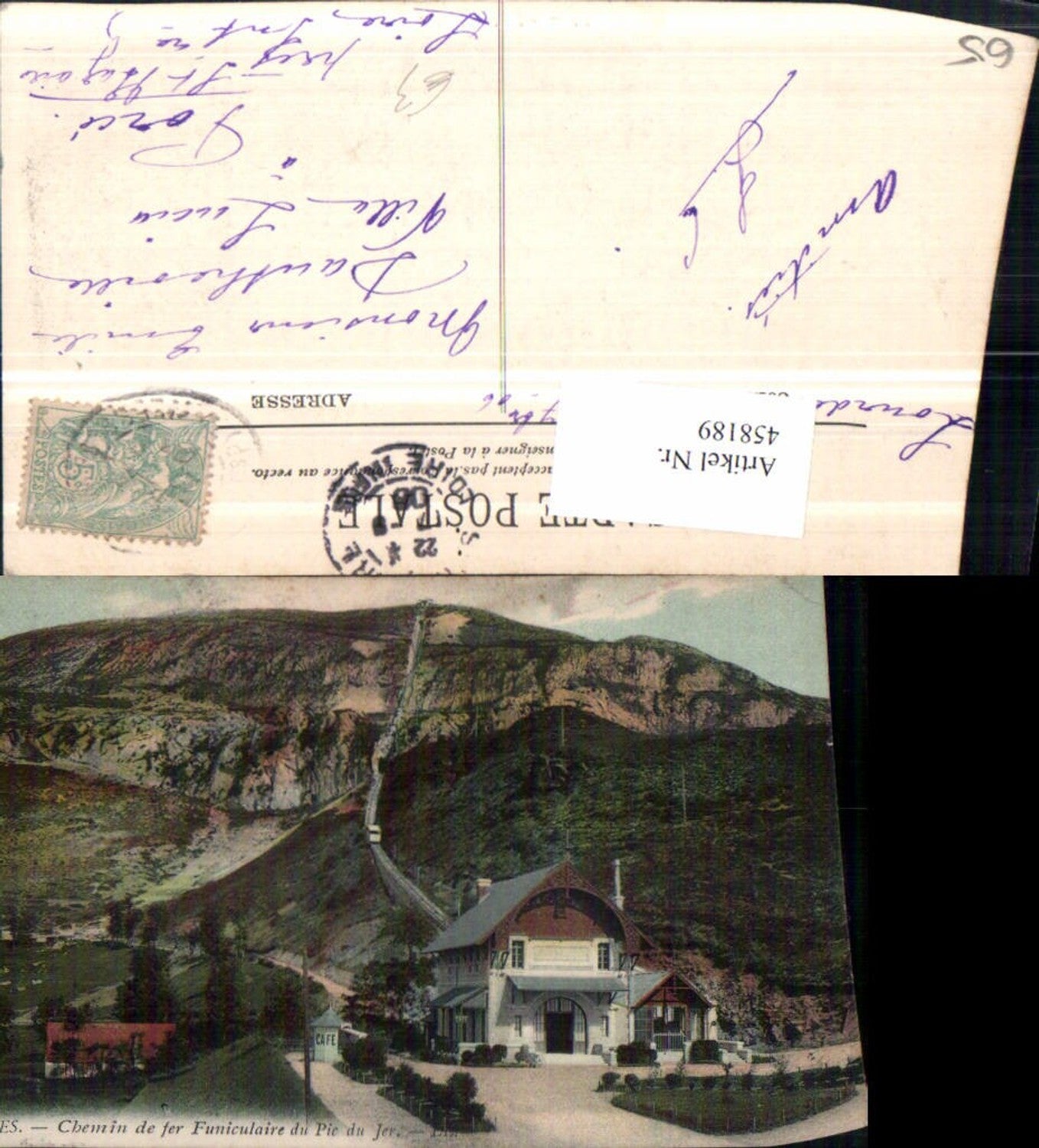 458189,Midi-Pyrenees Hautes-Pyrenees Lourdes Funiculaire du Pic du Jer Bergbahn