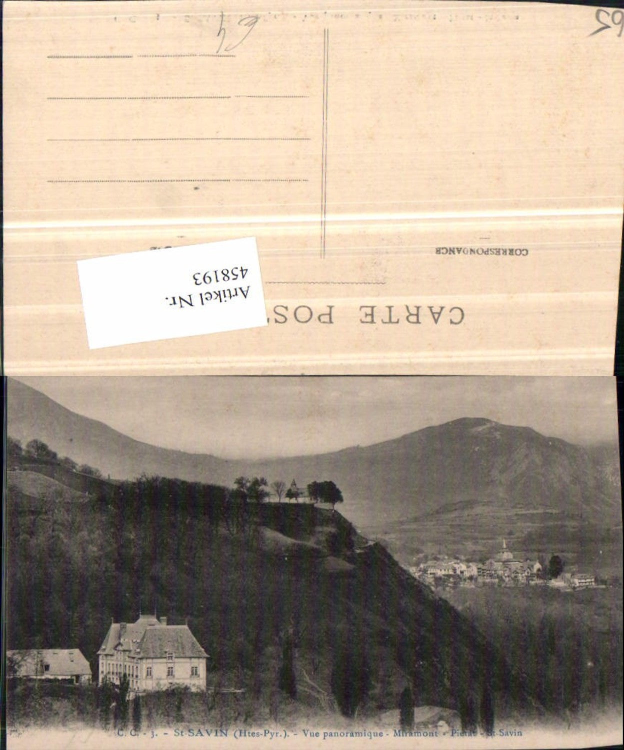 458193,Midi-Pyrenees Hautes-Pyrenees St-Savin Vue panoramique Miramont Totale