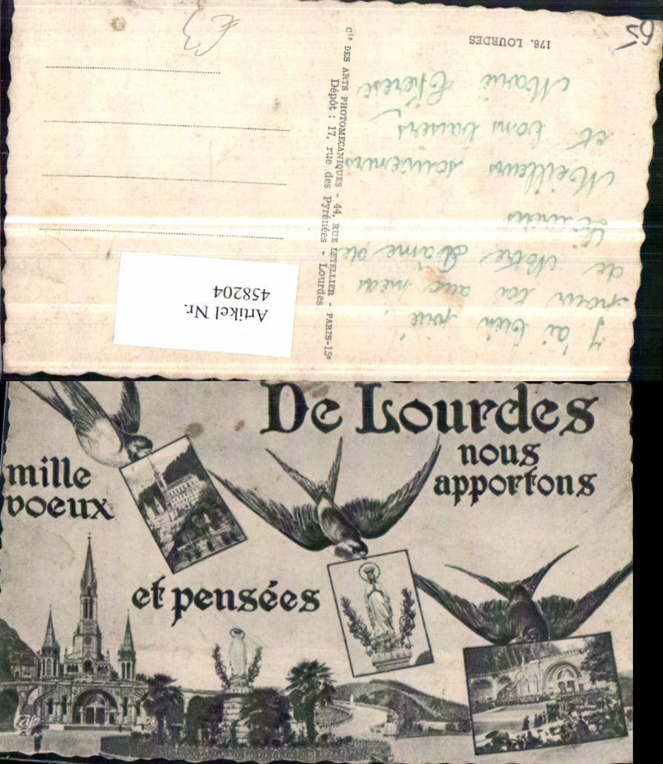 458204,Midi-Pyrenees Hautes-Pyrenees Lourdes Kirche Schwalben Mehrbildkarte