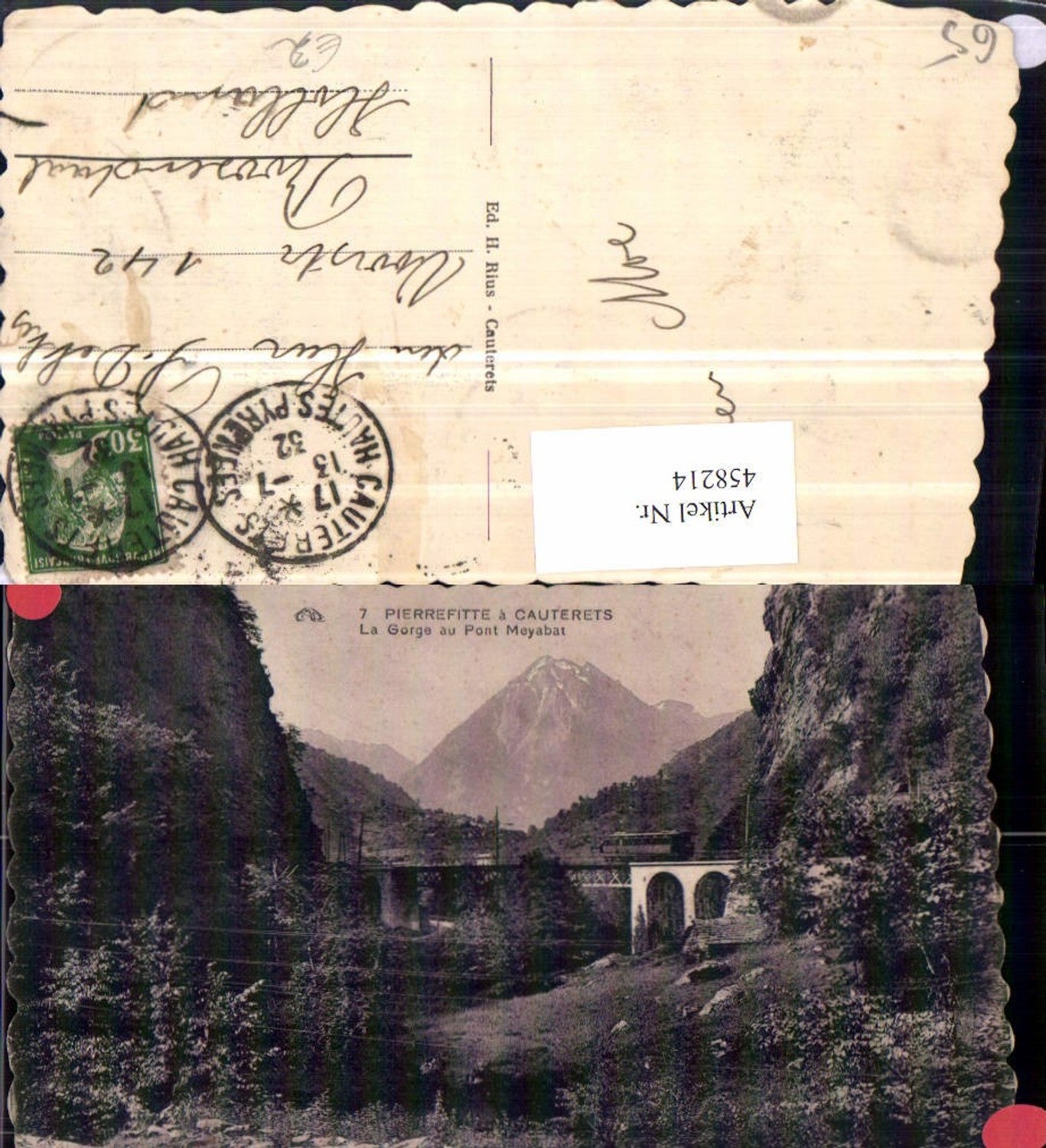 458214,Midi-Pyrenees Hautes-Pyrenees Pierrefitte Cauterets Gorge Pont Meyabat Brücke