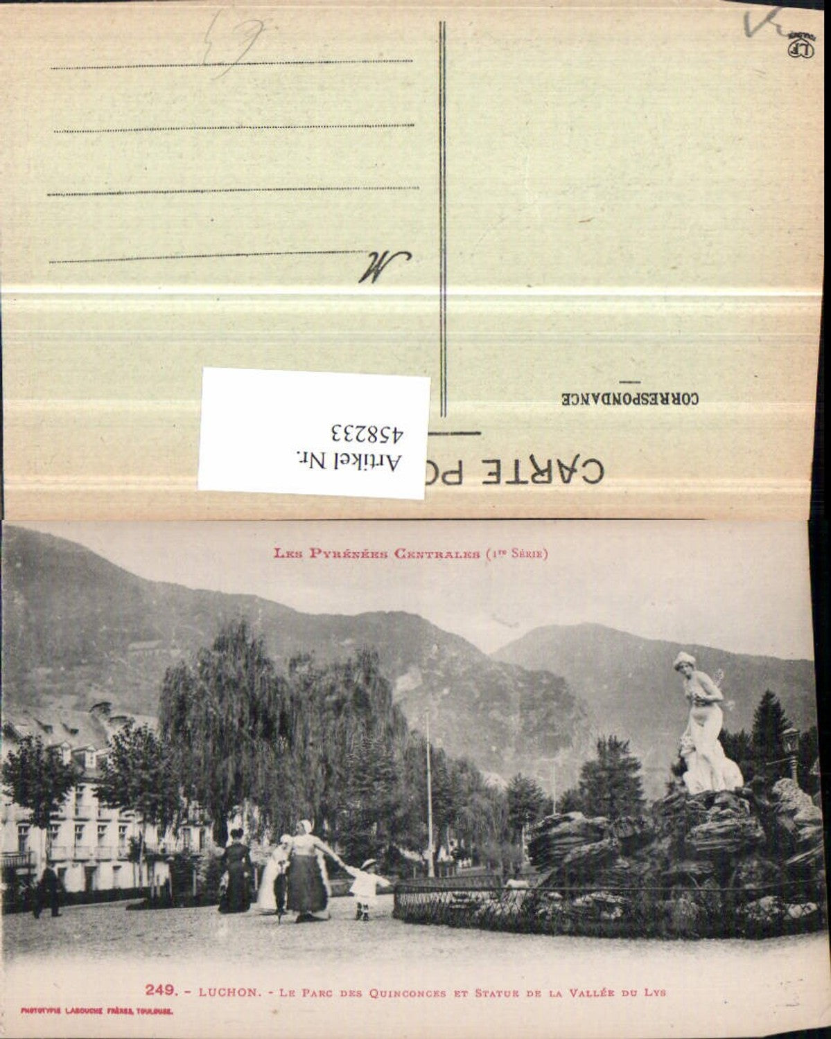 458233,Midi-Pyrenees Haute-Garonne Luchon Parc Quinconches Statue Vallee Lys