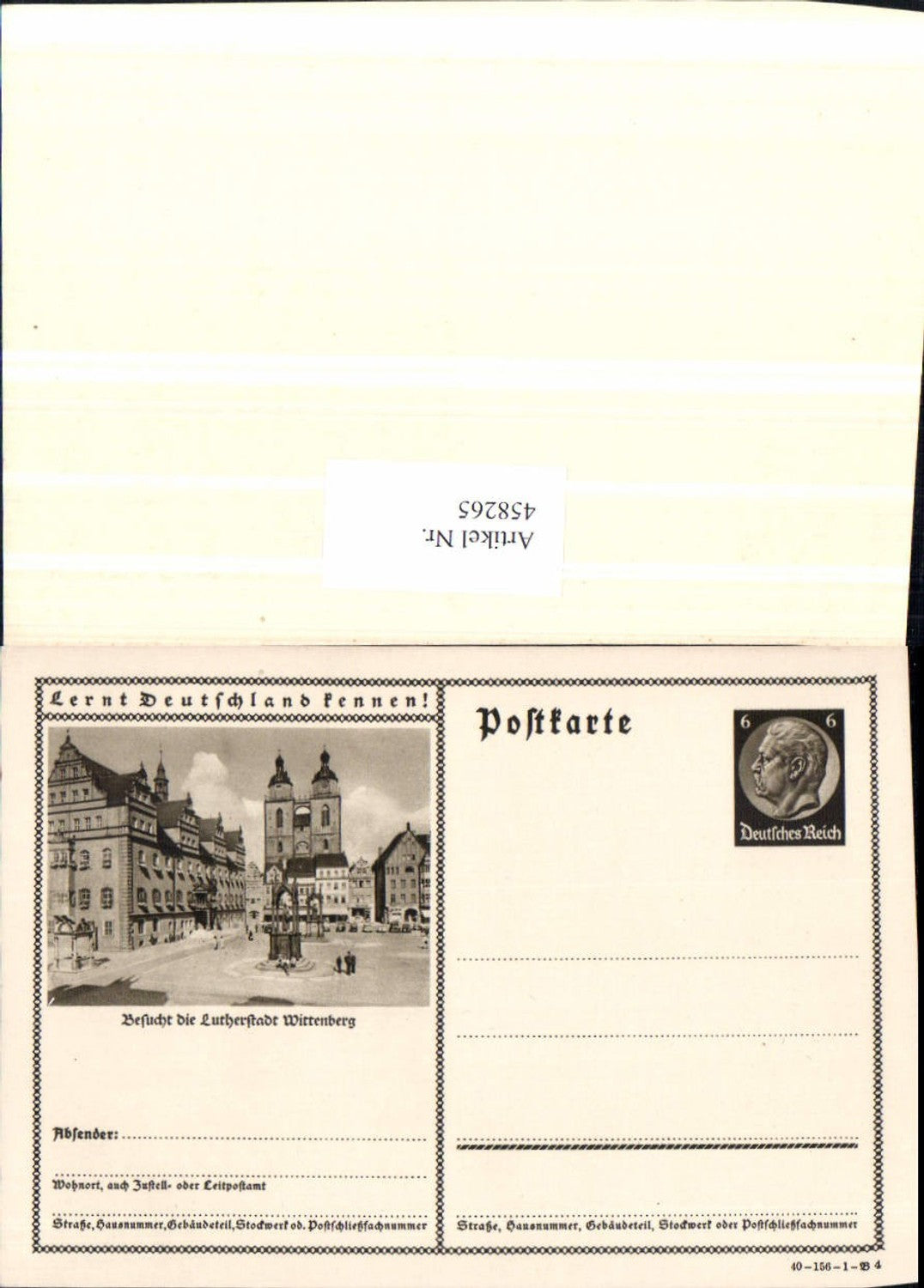 458265,Ganzsache Wittenberg Hauptplatz Kirche