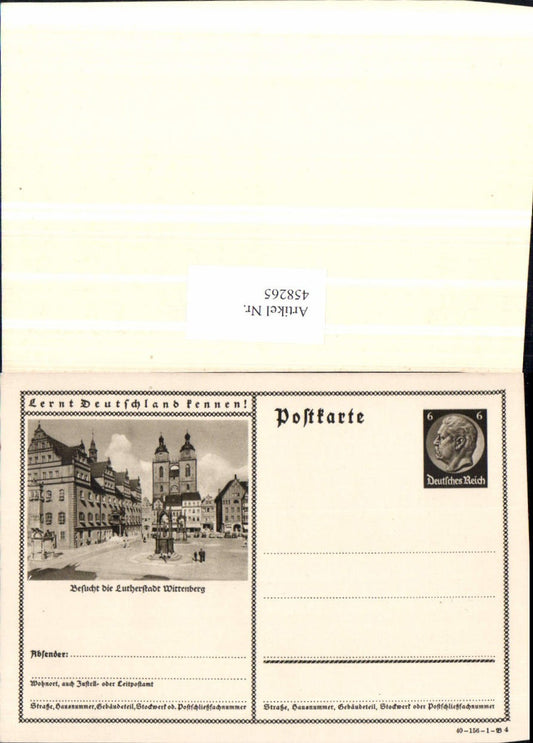 458265,Ganzsache Wittenberg Hauptplatz Kirche