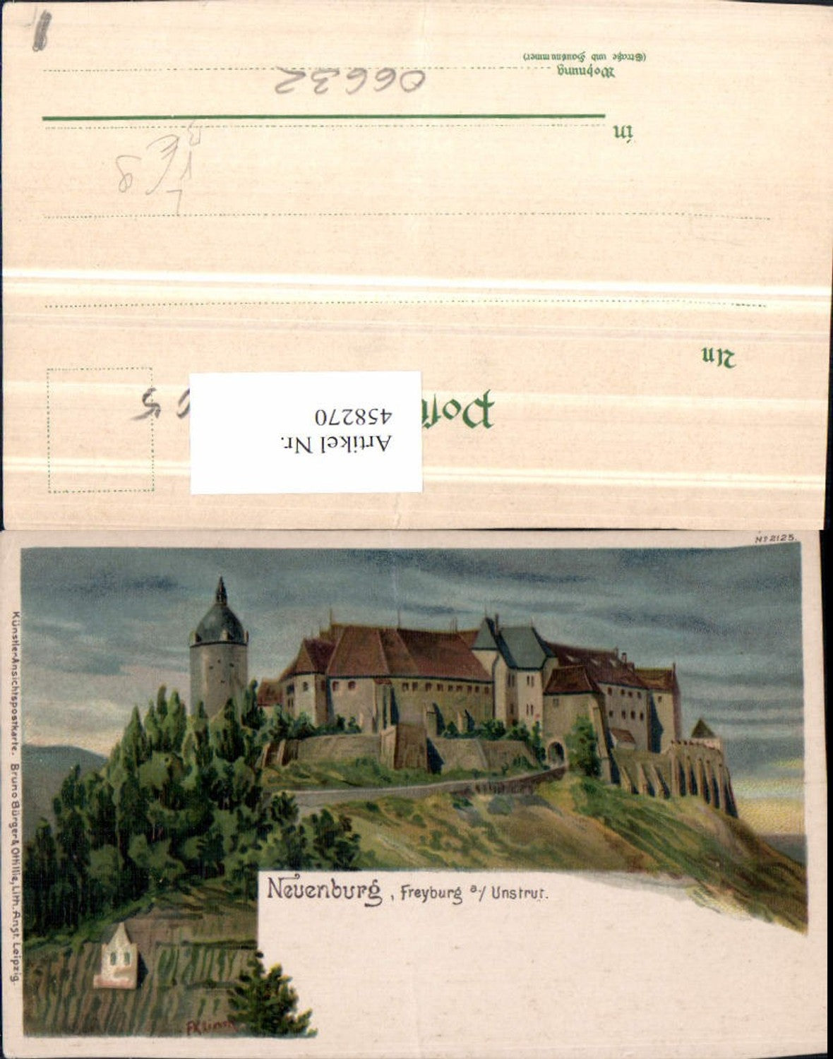 458270,Künstler Litho Freyburg Unstrut Neuenburg Schloss pub Brunu Bürger 2125