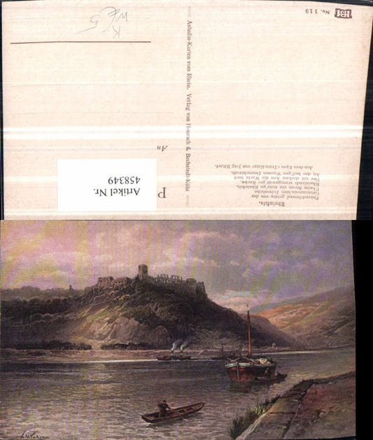 458349,Künstler AK N. Astudin Rheinfels Burg Ruine b. St. Goar