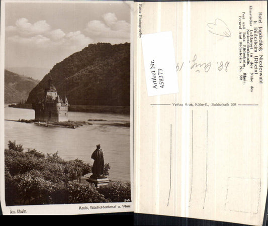 458373,Kaub Blücherdenkmal u. Burg Pfalzgrafenstein