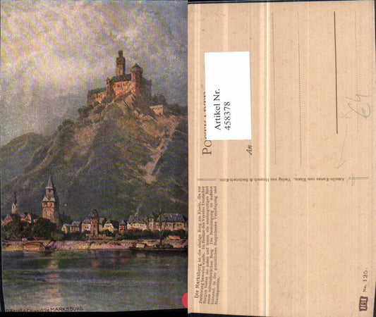 458378,Künstler AK N. Astudin Marksburg b. Braubach Teilansicht