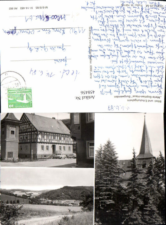 458456, Burgwenden Recreation Center Marie-Sophien-Haus Church Multi-image postcard