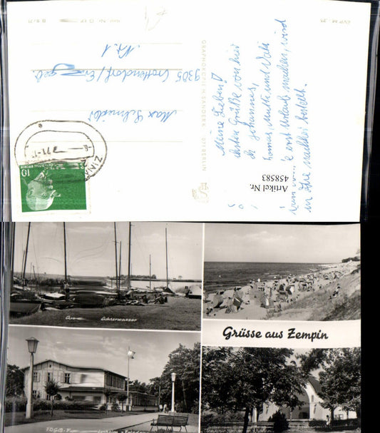 458583,Zempin Strandleben Strand Boote Pavillon Mehrbildkarte