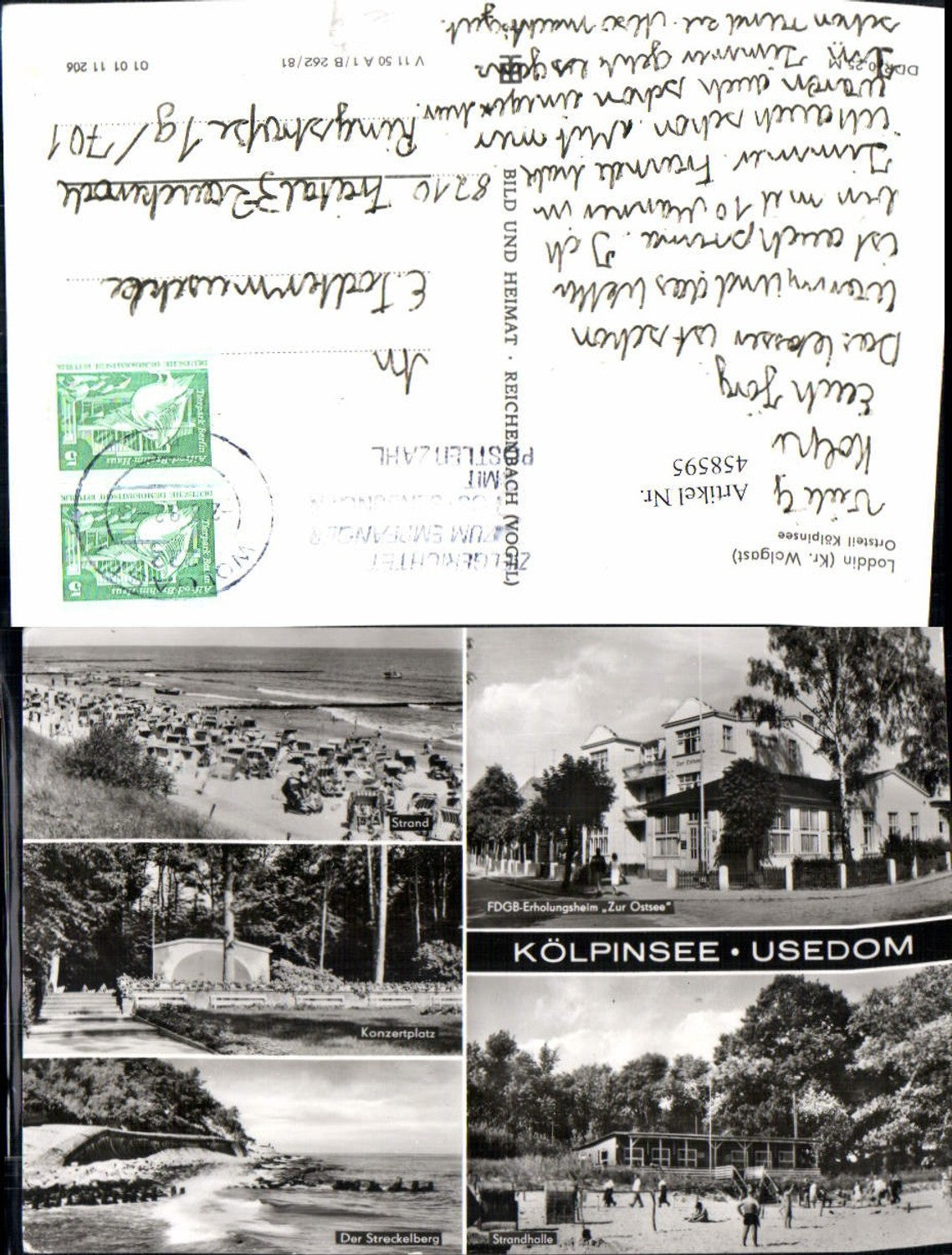 458595,Kölpinsee Strand Strandhalle Konzertplatz Mehrbildkarte pub VEB