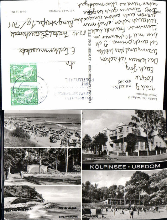 458595,Kölpinsee Strand Strandhalle Konzertplatz Mehrbildkarte pub VEB