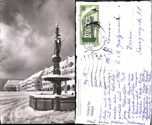 458603, Freudenstadt in the Black Forest, Market Fountain, Winter Scene