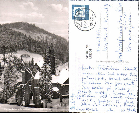 458604, Allerheiligen Monastery Ruins in the Black Forest near Oppenau, winter scene