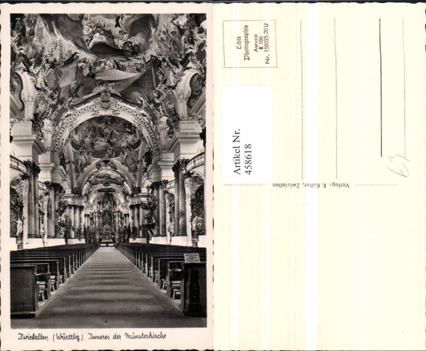 458618,Zwiefalten Münsterkirche Kirche Innenansicht