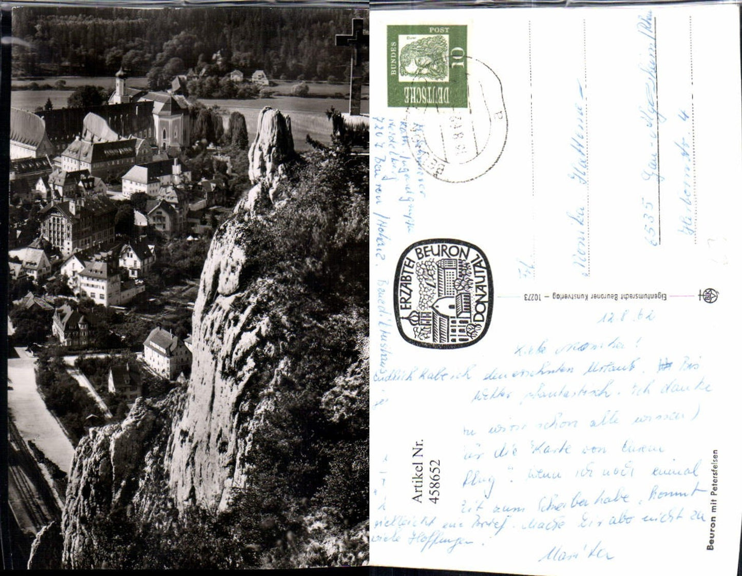 458652,Beuron Kloster m. Petersfelsen Kreuz