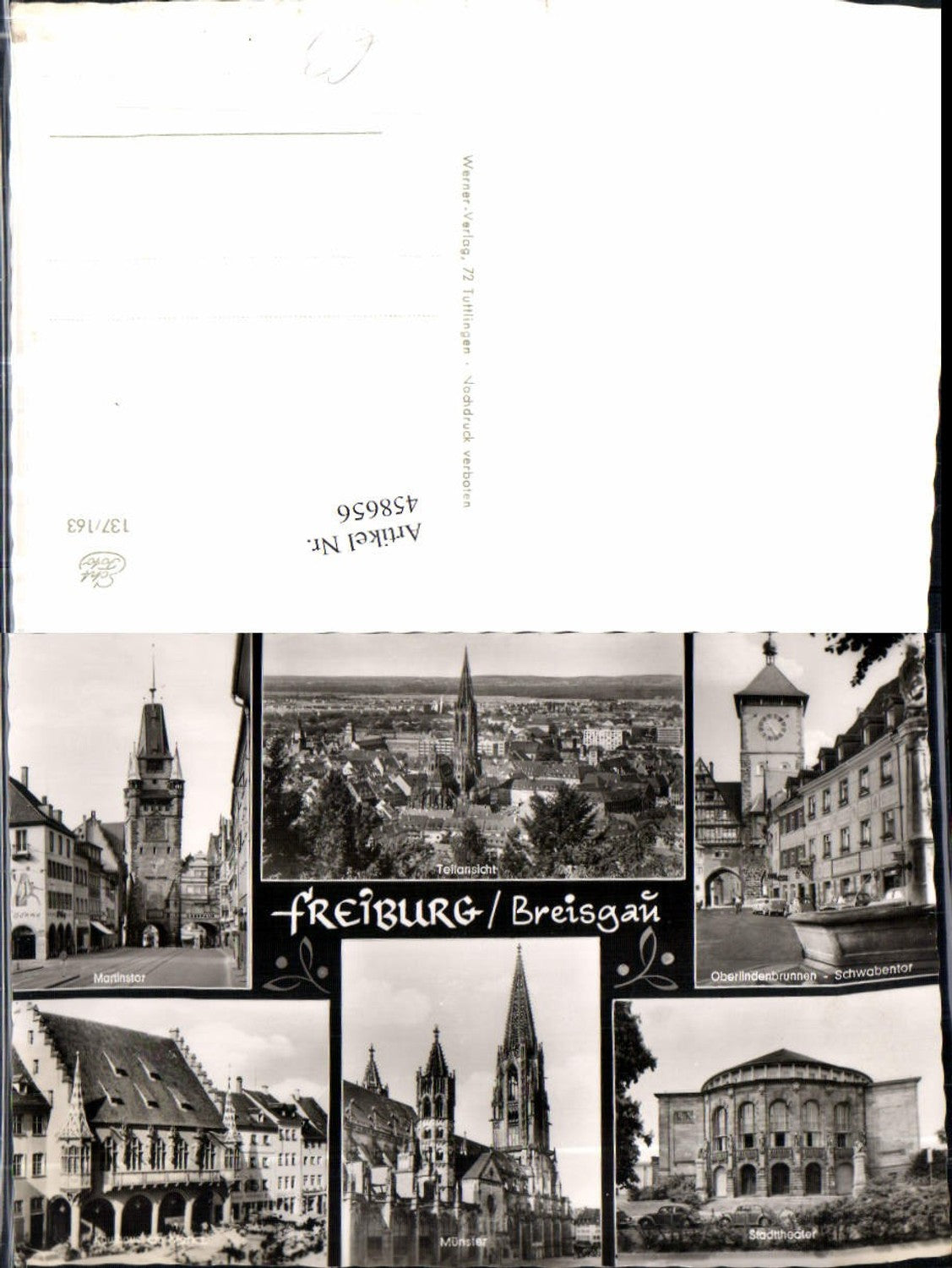 458656,Freiburg im Breisgau Totale Kaufhaus Münster Theater Mehrbildkarte