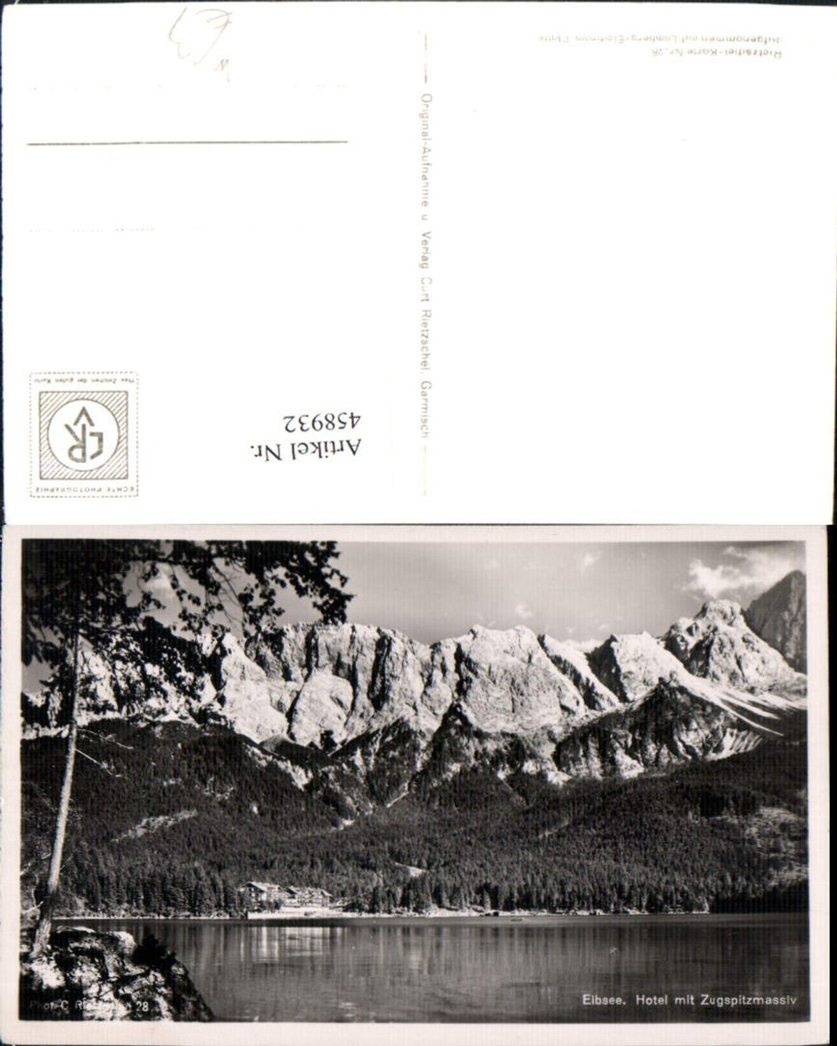 458932,Eibsee See b. Grainau Hotel m. Zugspitze Bergkulisse