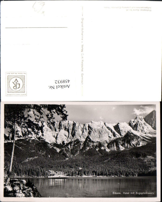 458932,Eibsee See b. Grainau Hotel m. Zugspitze Bergkulisse