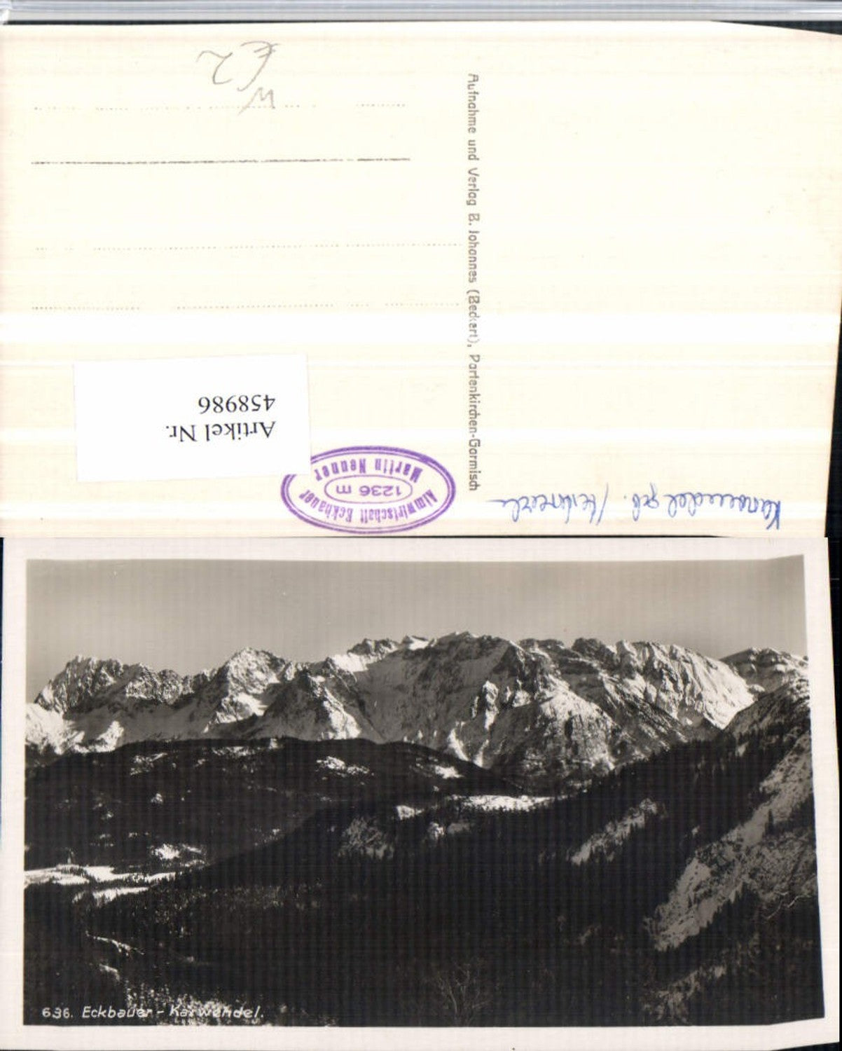 458986,Eckbauer b. Garmisch geg. Karwendel Bergkulisse