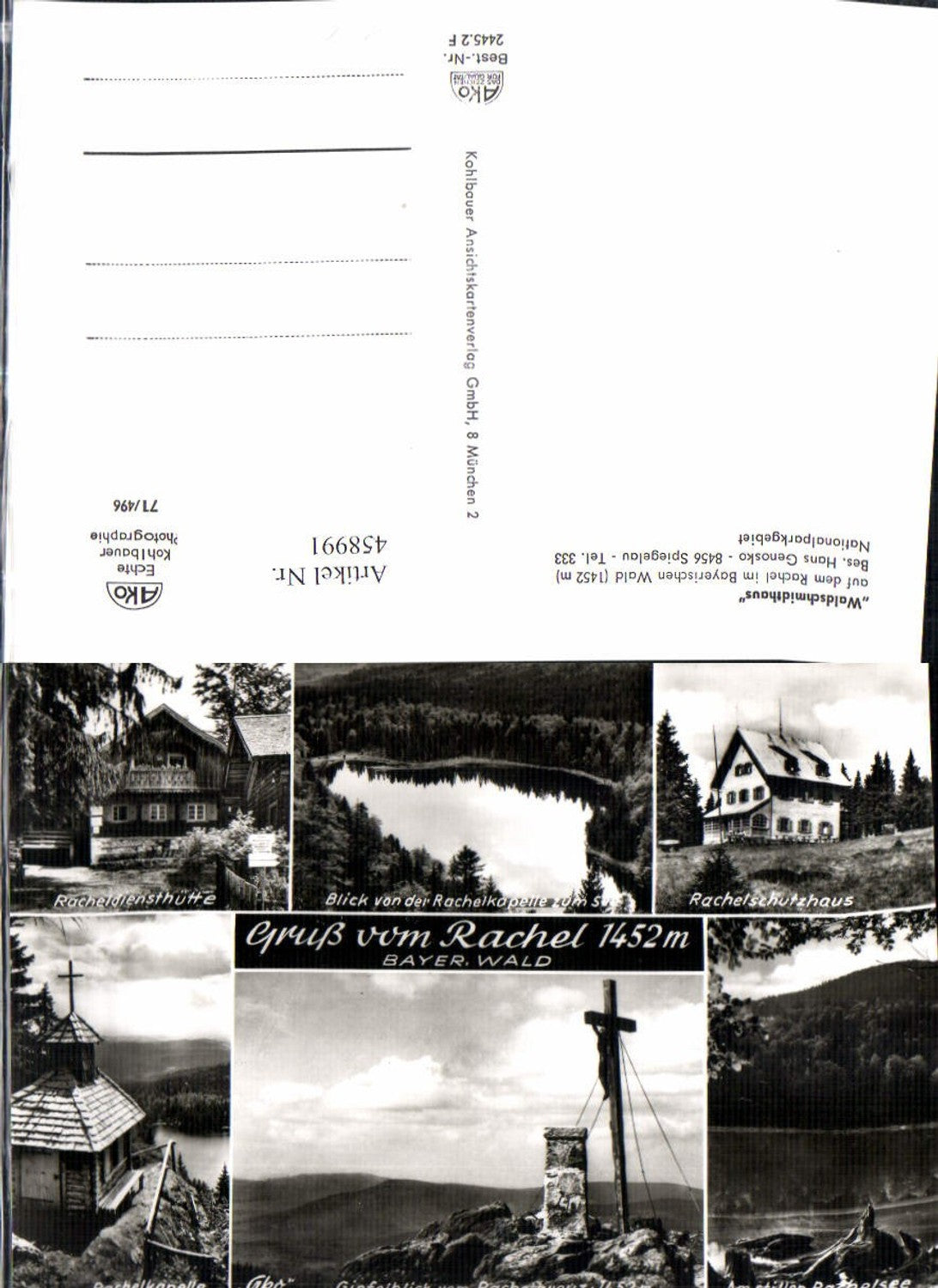 458991,Rachel b. Spiegelau Kapelle Gipfelkreuz Schutzhaus Mehrbildkarte