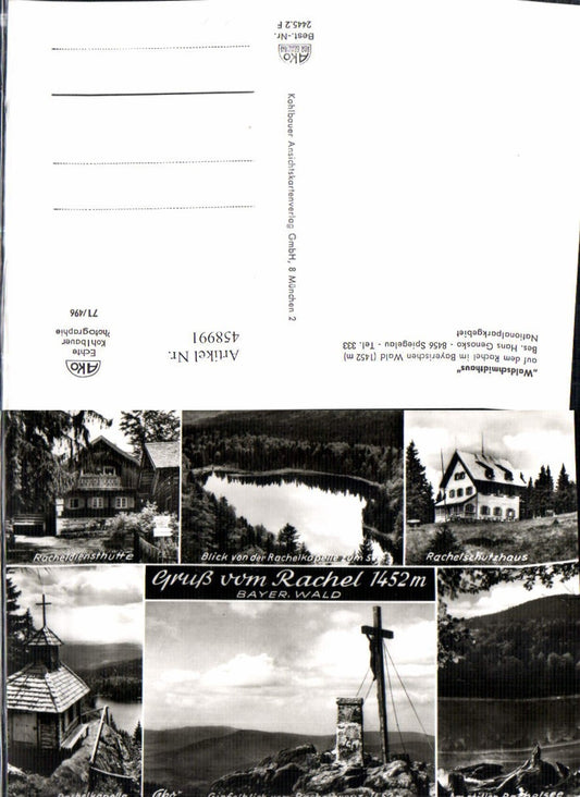 458991,Rachel b. Spiegelau Kapelle Gipfelkreuz Schutzhaus Mehrbildkarte