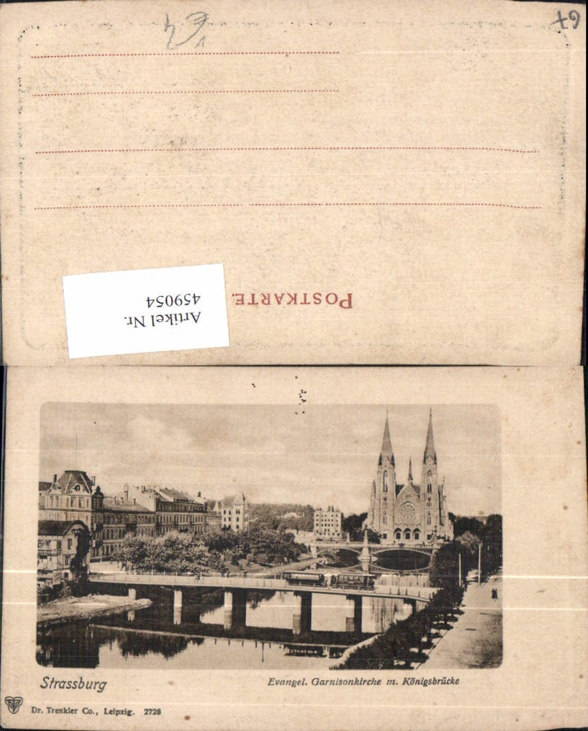 459054,Elsass Bas-Rhin Strasbourg Straßburg Garnisonkirche Königsbrücke pub Dr. Trenkler Co 2728