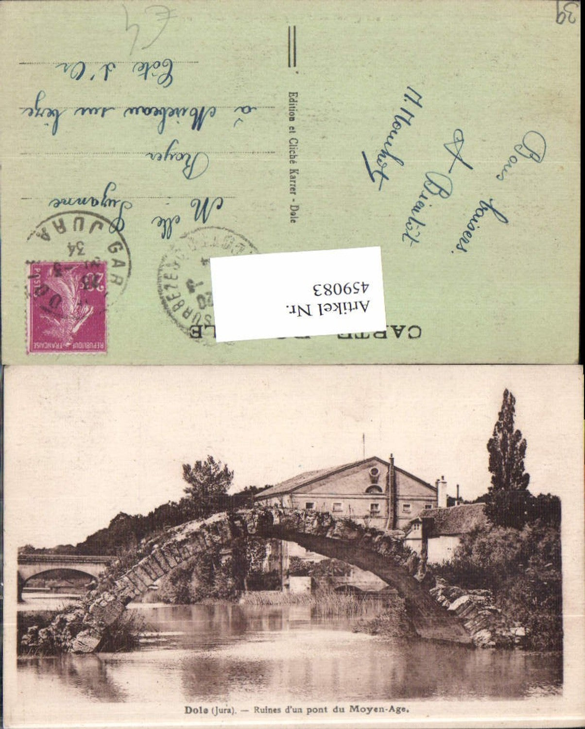 459083,Franche-Comte Jura Dole Ruines d un pont du Moyen-Age Brücke