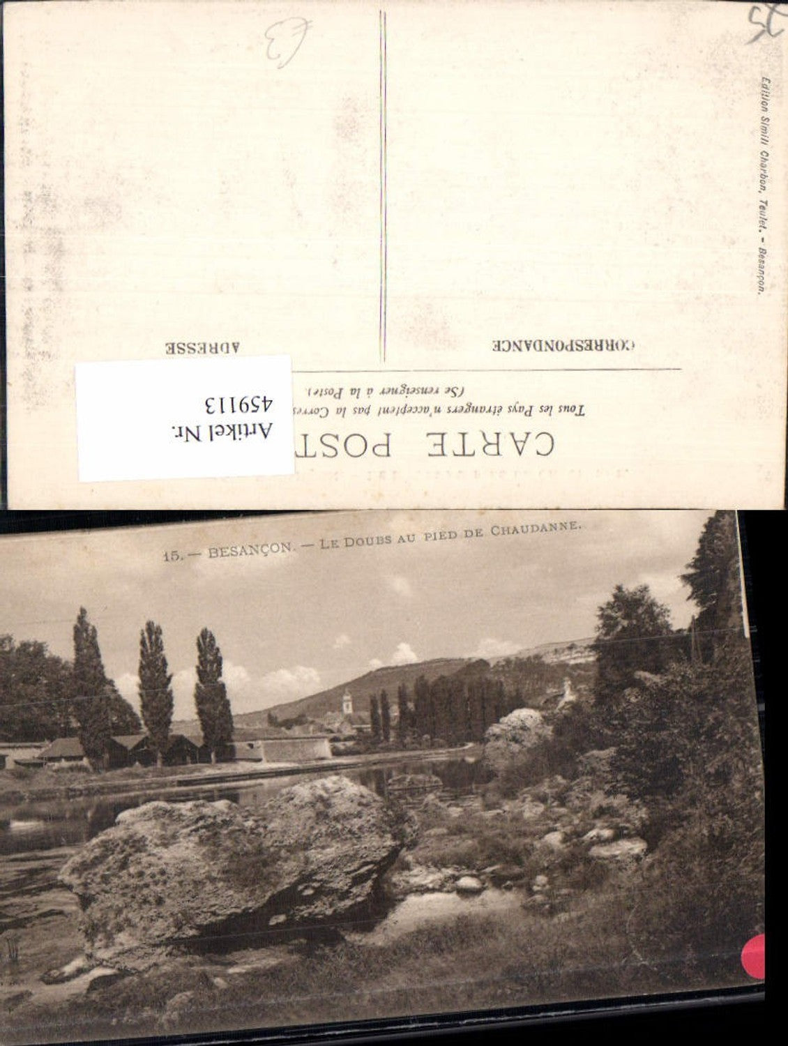 459113,Franche-Comte Doubs Besancon Le Doubs au Pied de Chaudanne