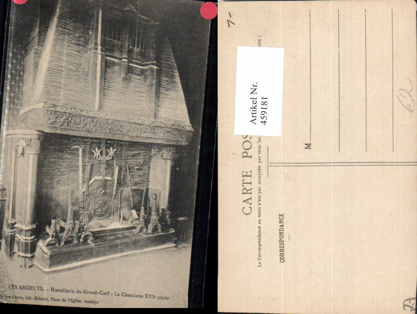 459181,Haute-Normandie Eure Les Andelys Hostellerie du Grand Cerf Le Cheminee Kamin