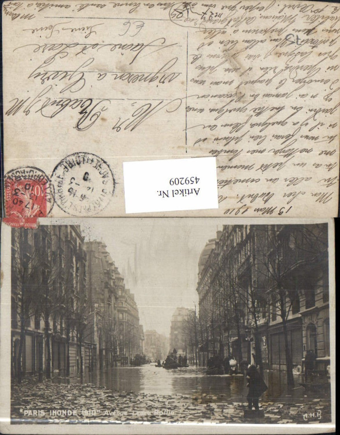 459209,Ile-de France Paris Inonde 1910 Avenue Ledric Rollin Hochwasser
