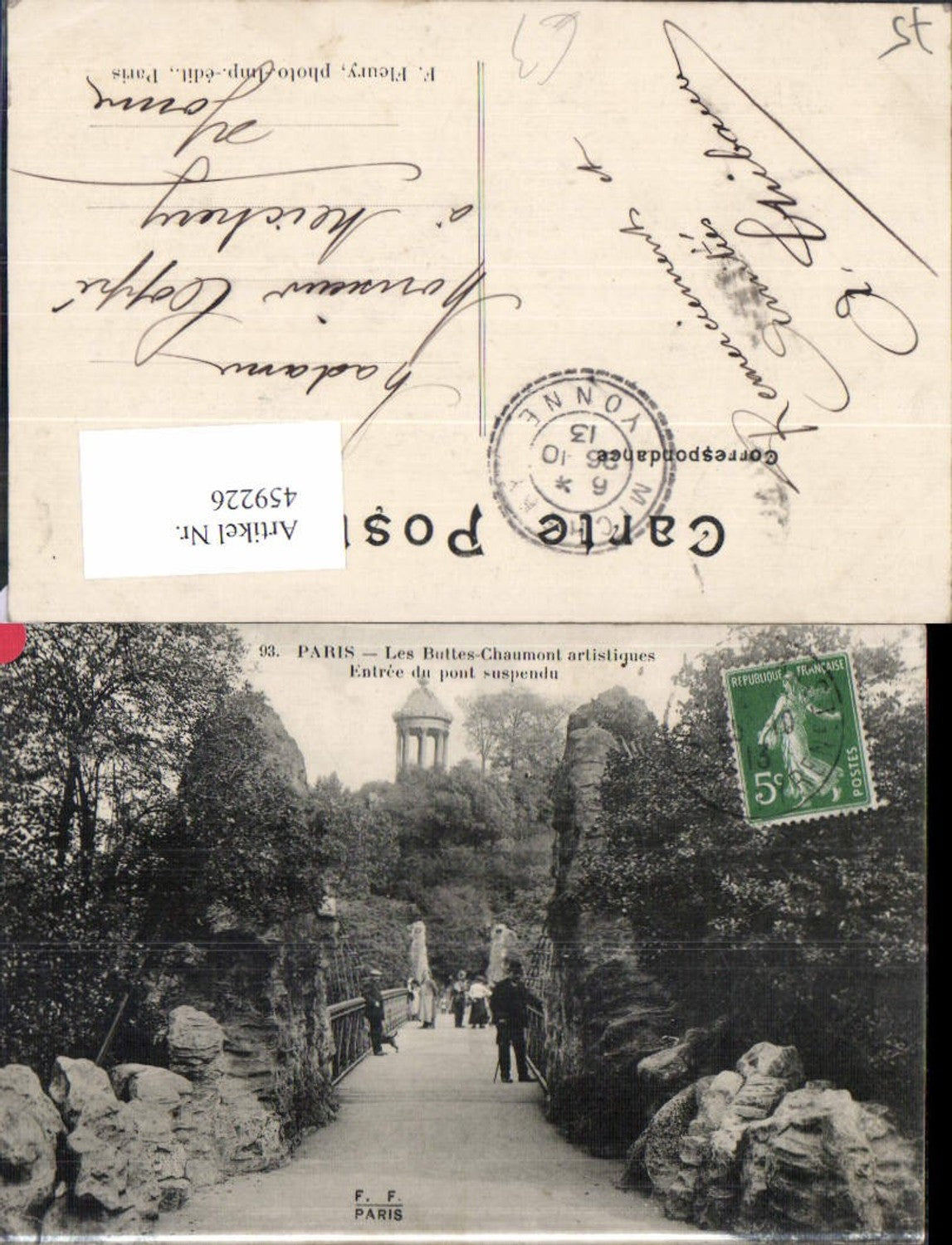 459226,Ile-de France Paris Les Buttes-Chaumont artistiques Entree du pont suspendu Brücke