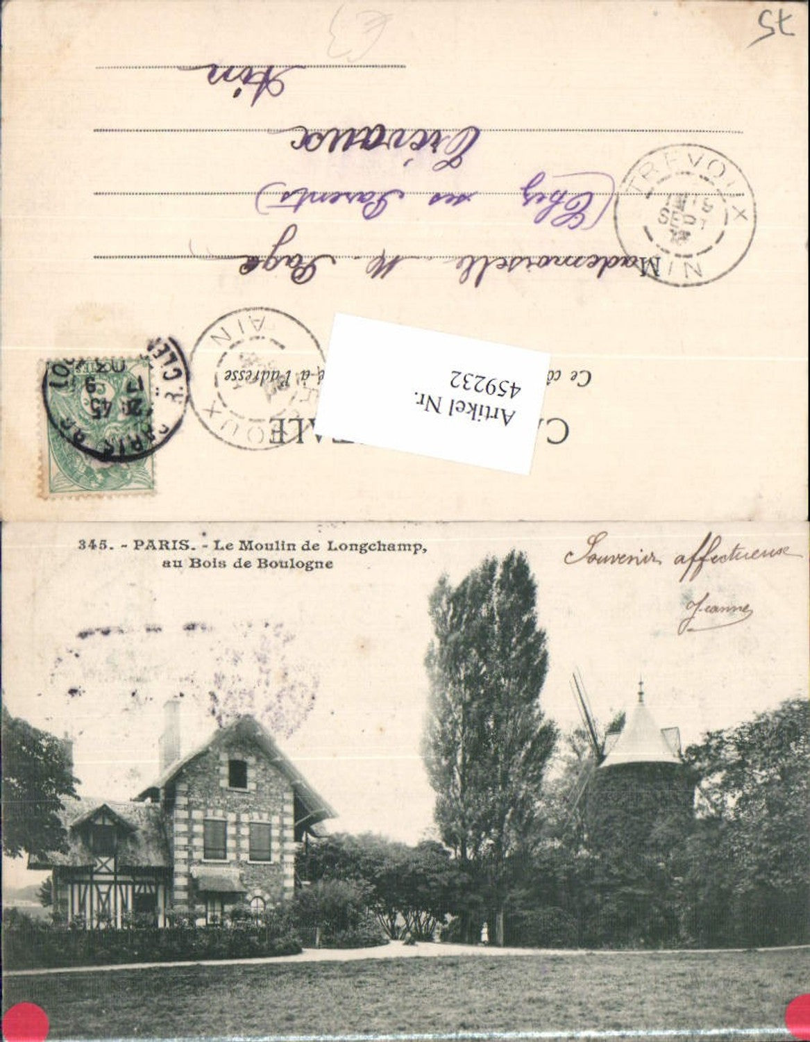 459232,Ile-de France Paris Le Moulin de Longchamp au Bois de Boulogne Windmühle