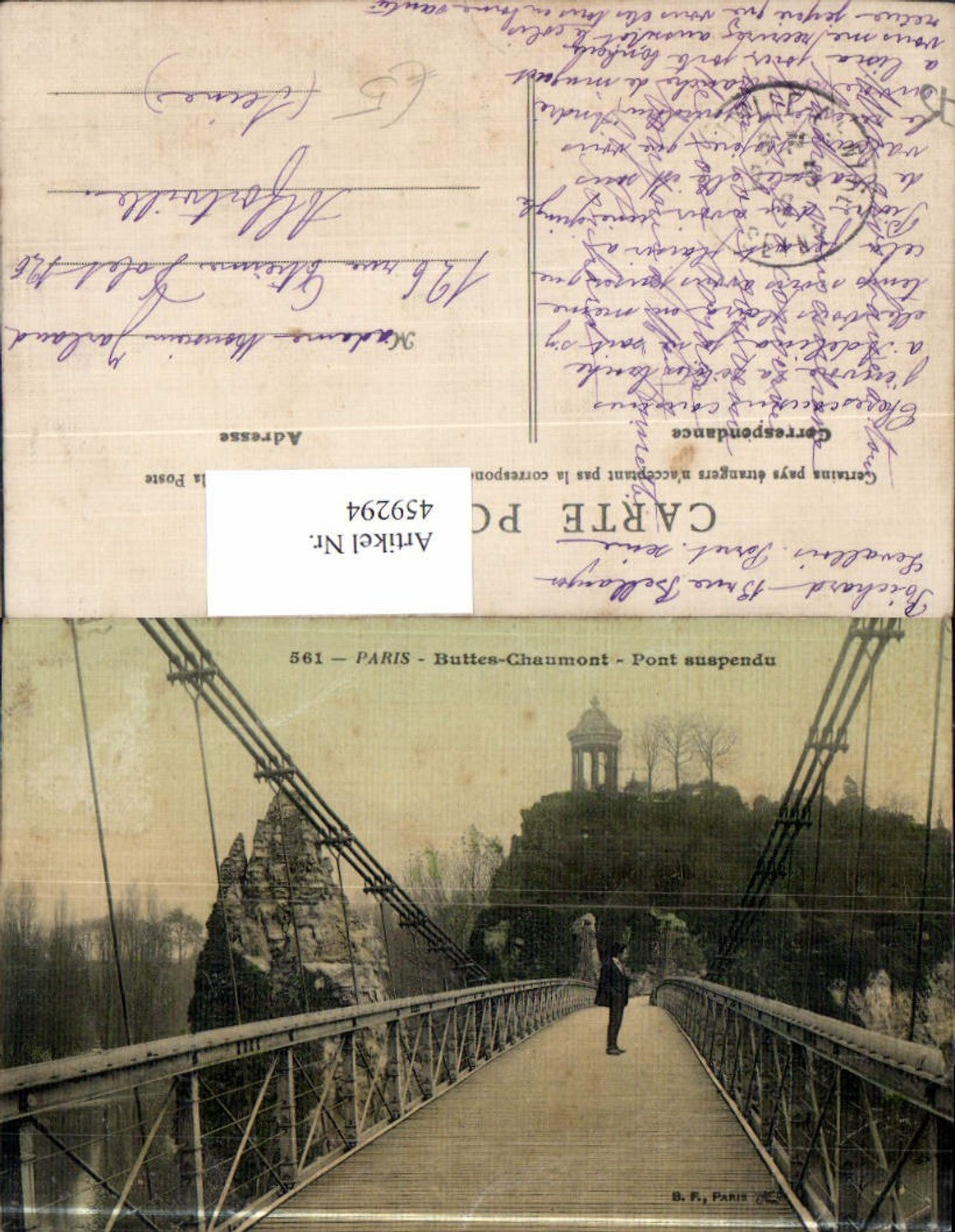 459294,Ile-de France Paris Buttes-Chaumont Pont suspendu Hängebrücke Brücke