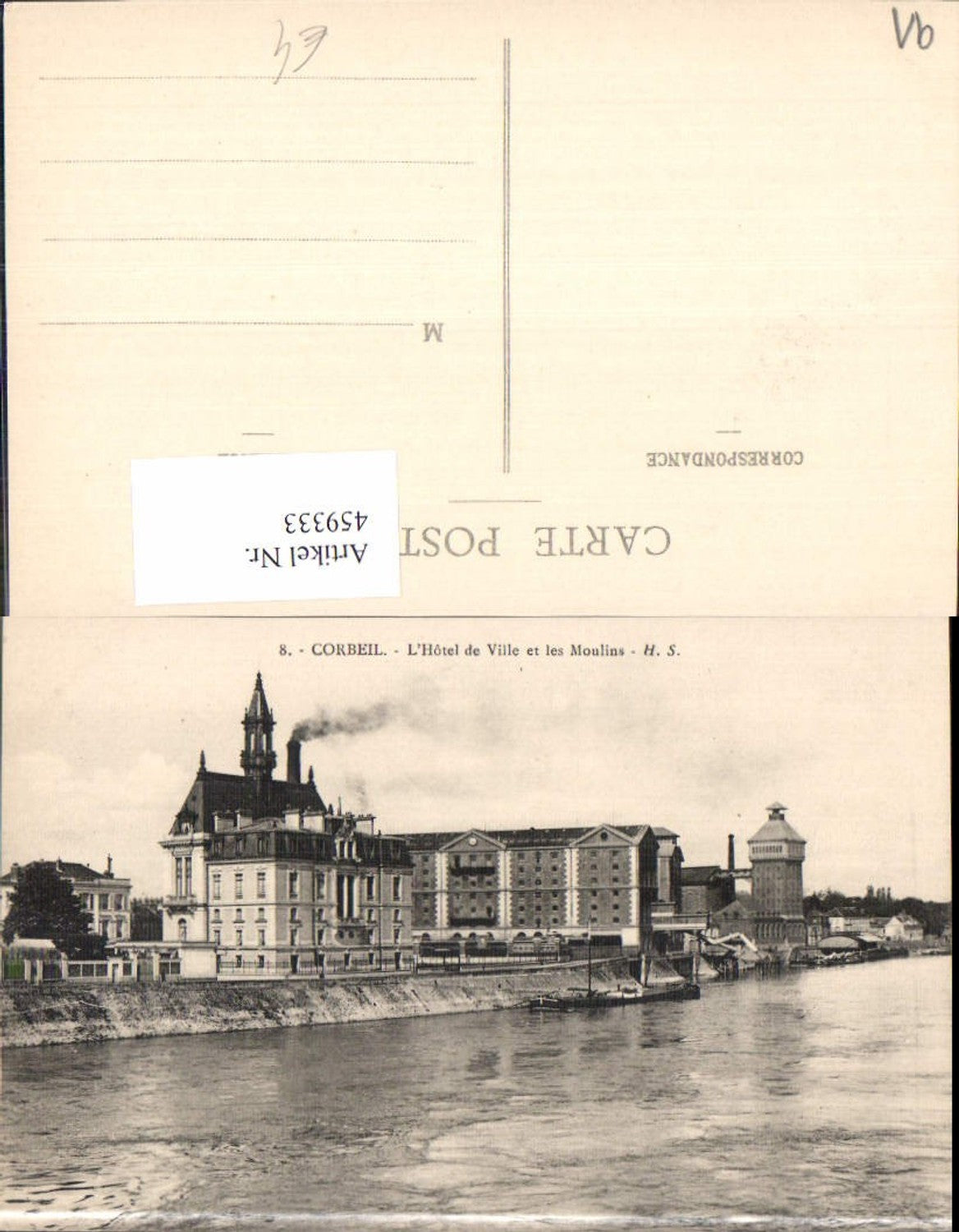 459333,Ile-de-France Essone Corbeil L Hotel de Ville et les Moulins Rathaus