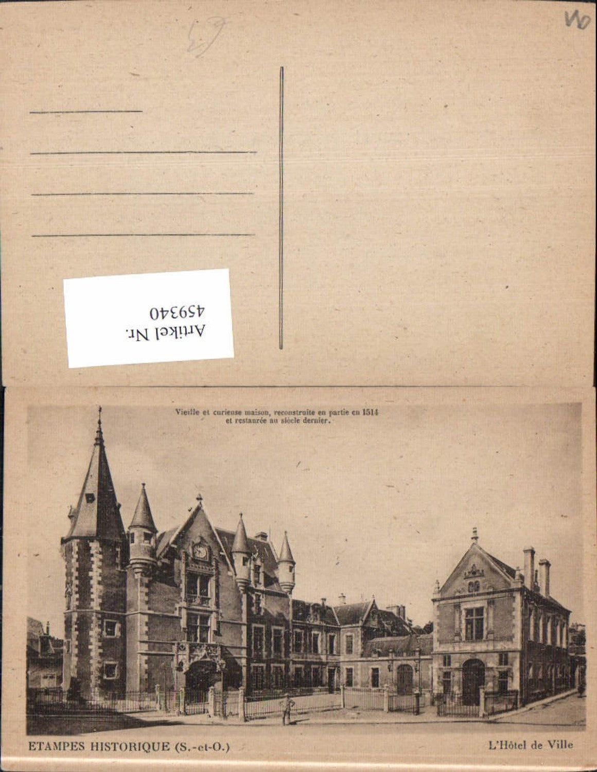459340,Ile-de-France Essone Etampes Historique L Hotel de Ville Rathaus
