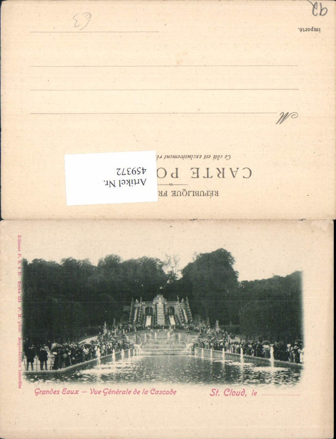 459372,Ile-de-France Hauts-de-Seine St Cloud Grandes Eaux Vue Generale de la Cascade