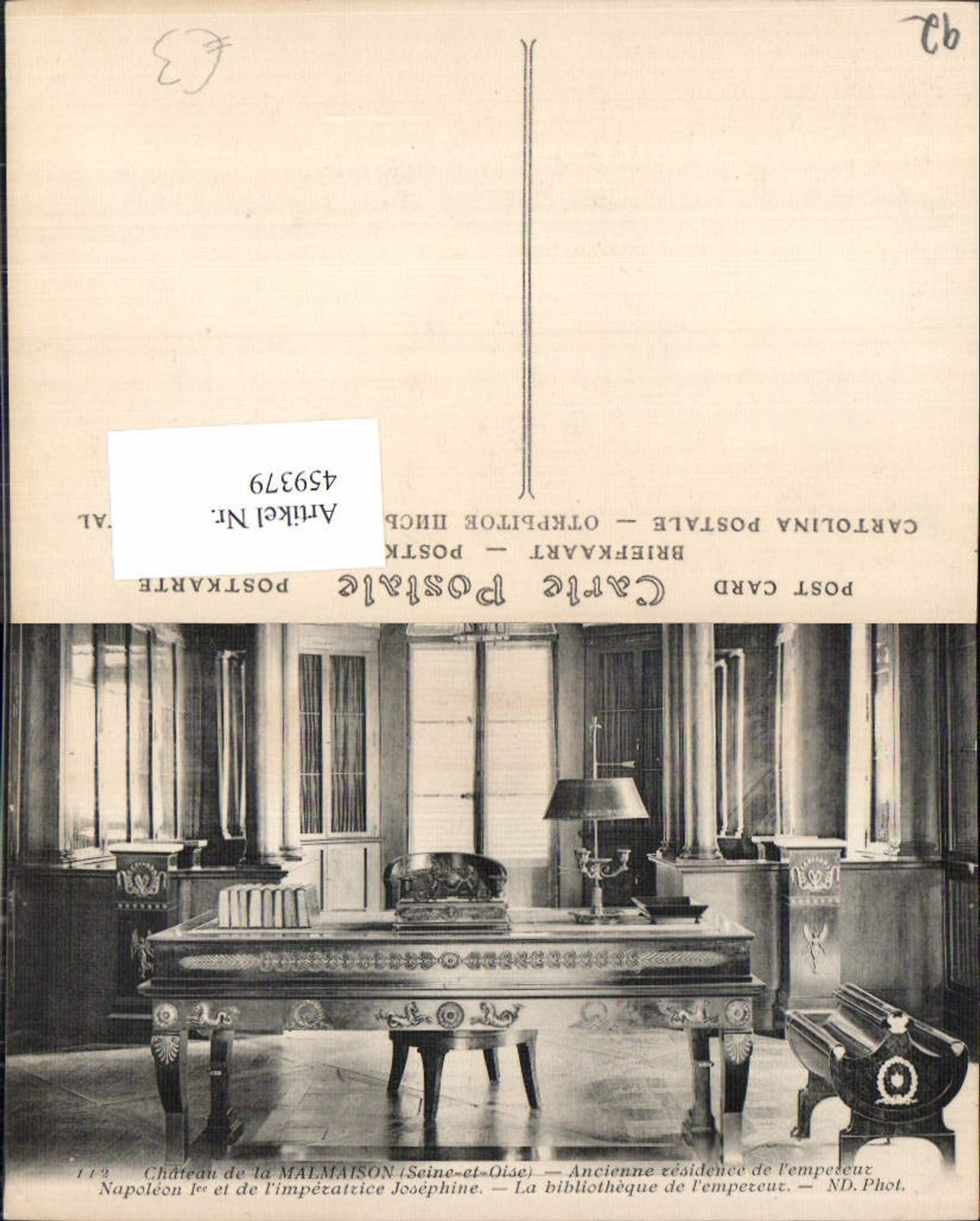 459379,Ile-de-France Hauts-de-Seine Rueil Chateau de la Malmaison Schreibtisch Bibliothek