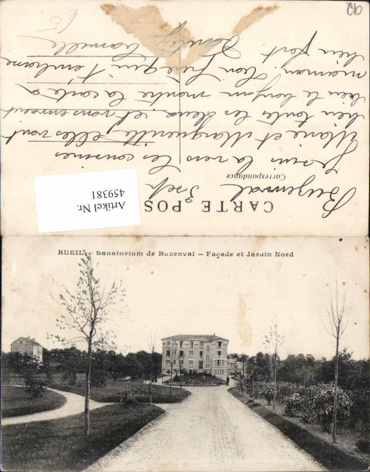 459381,Ile-de-France Hauts-de-Seine Rueil Sanatorium de Buzenval Facade et Jardin Nord