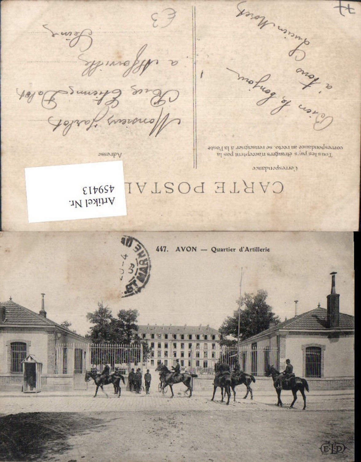 459413,Ile-de-France Seine-et-Marne Avon Quartier d Artillerie Kaserne Pferde