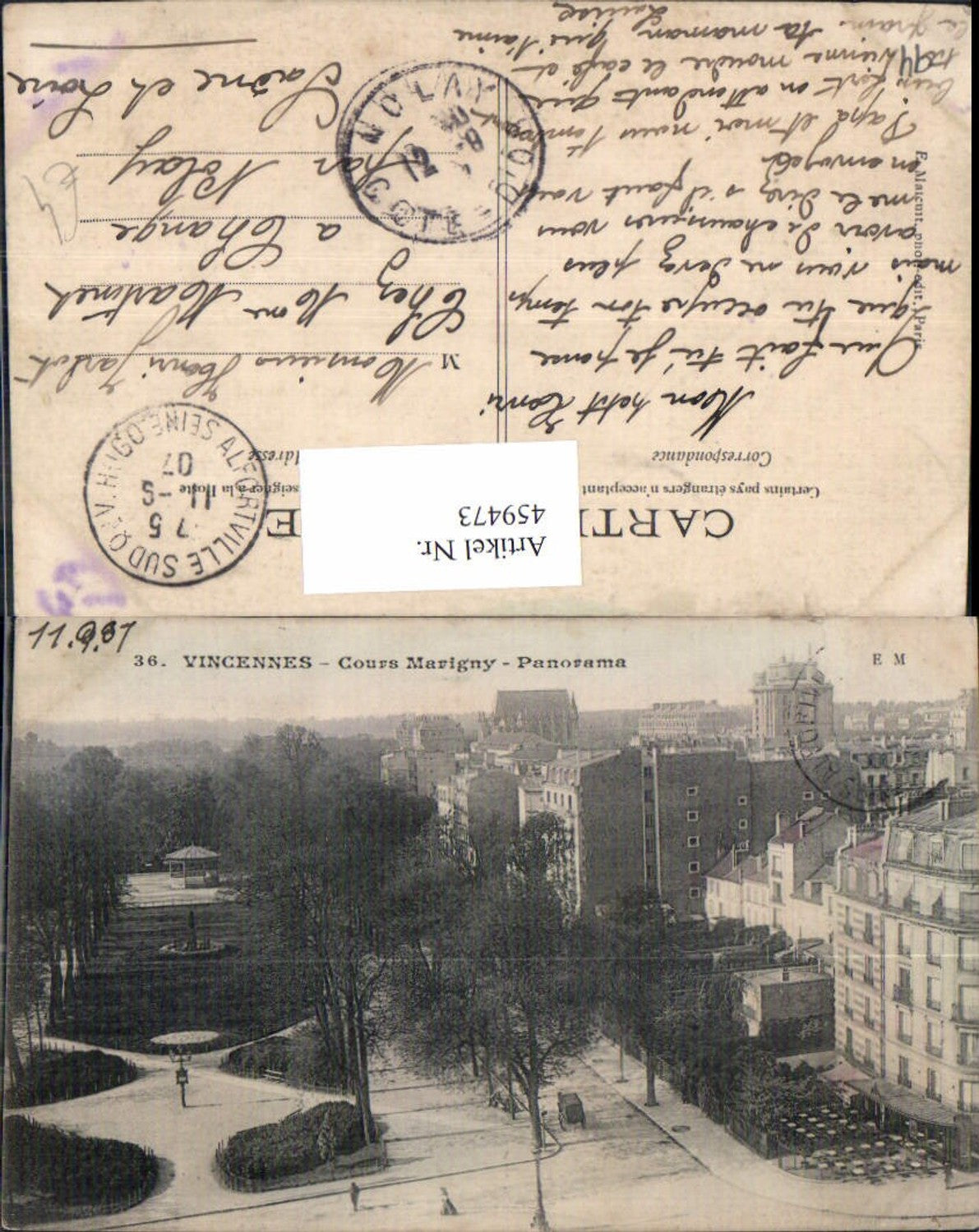 459473,Ile-de-France Val-de-Marne Vinennes Cours Marigny Panorama