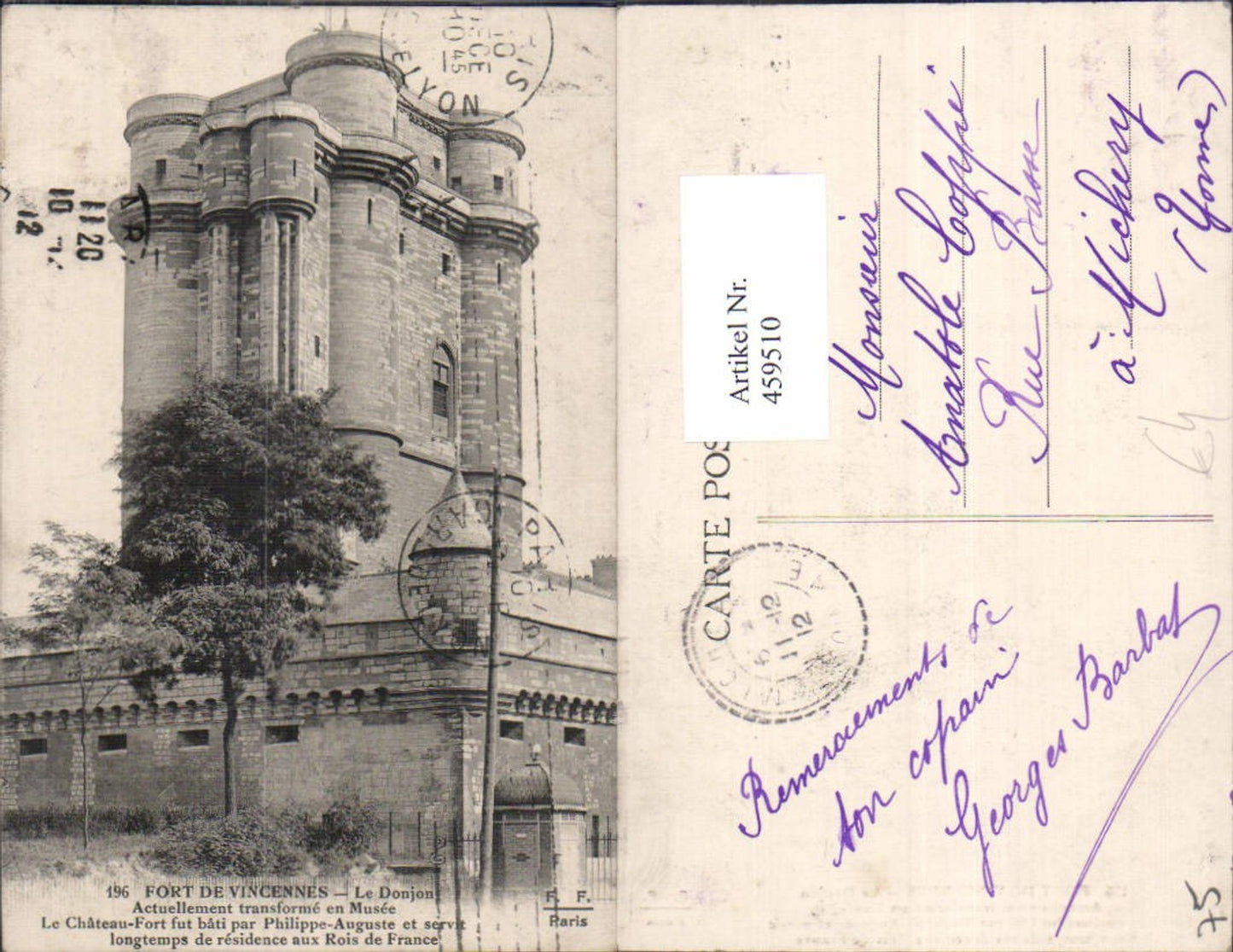 459510,Ile-de-France Paris Fort de Vincennes Le Donjon Festung Turm