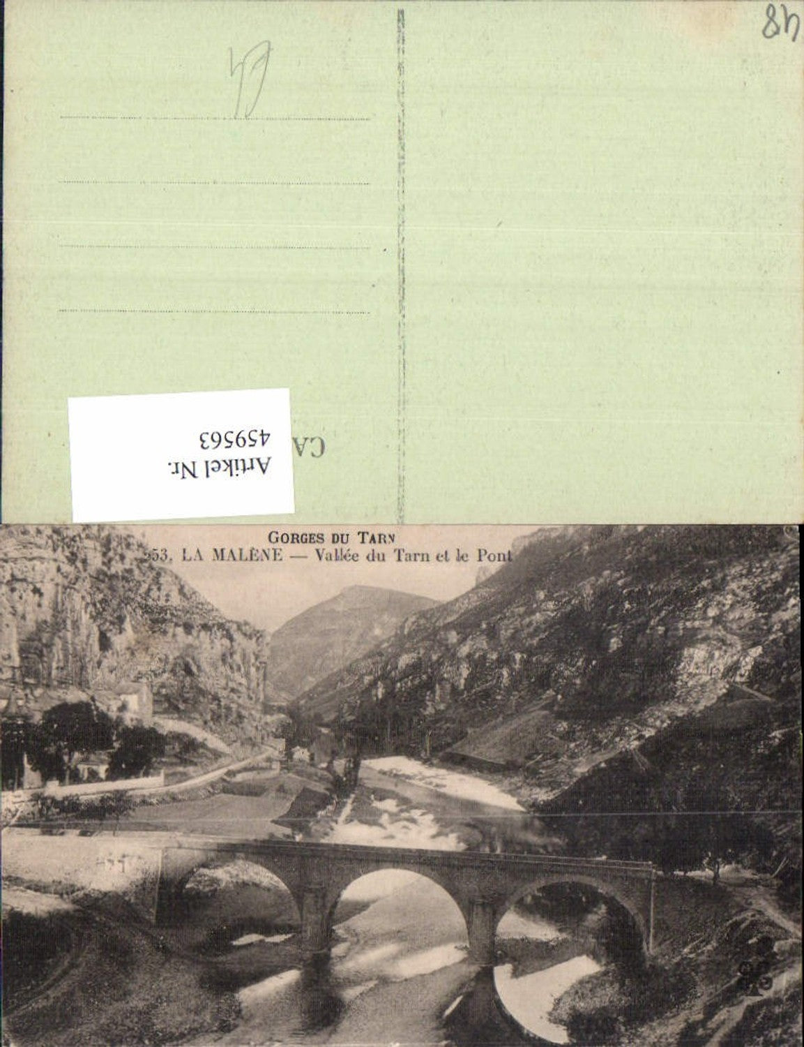 459563,Languedoc-Roussillon Lozere Gorges du Tarn La Malene Vallee du Tarn et le Pont
