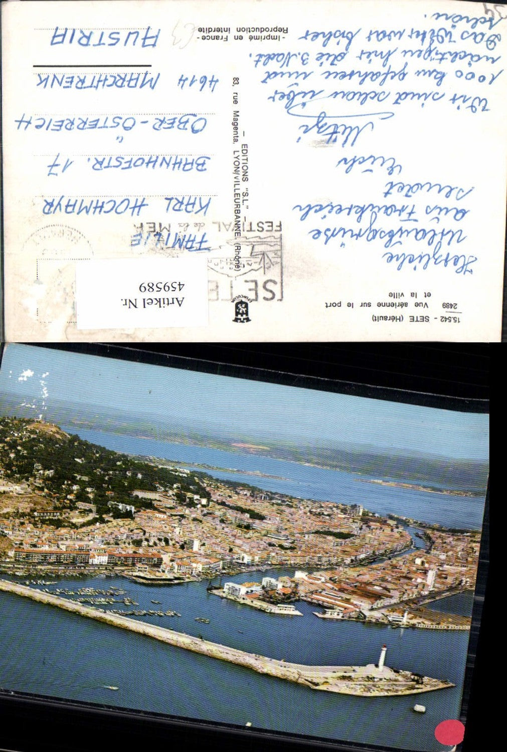 459589,Languedoc-Roussillon Herault Sete Vue aerienne sur le port et la ville