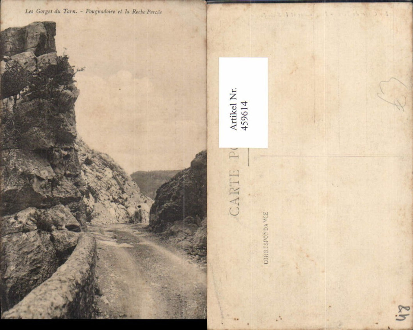 459614,Languedoc-Roussillon Lozere Gorges du Tarn Pougnadoire et la Roche Percee