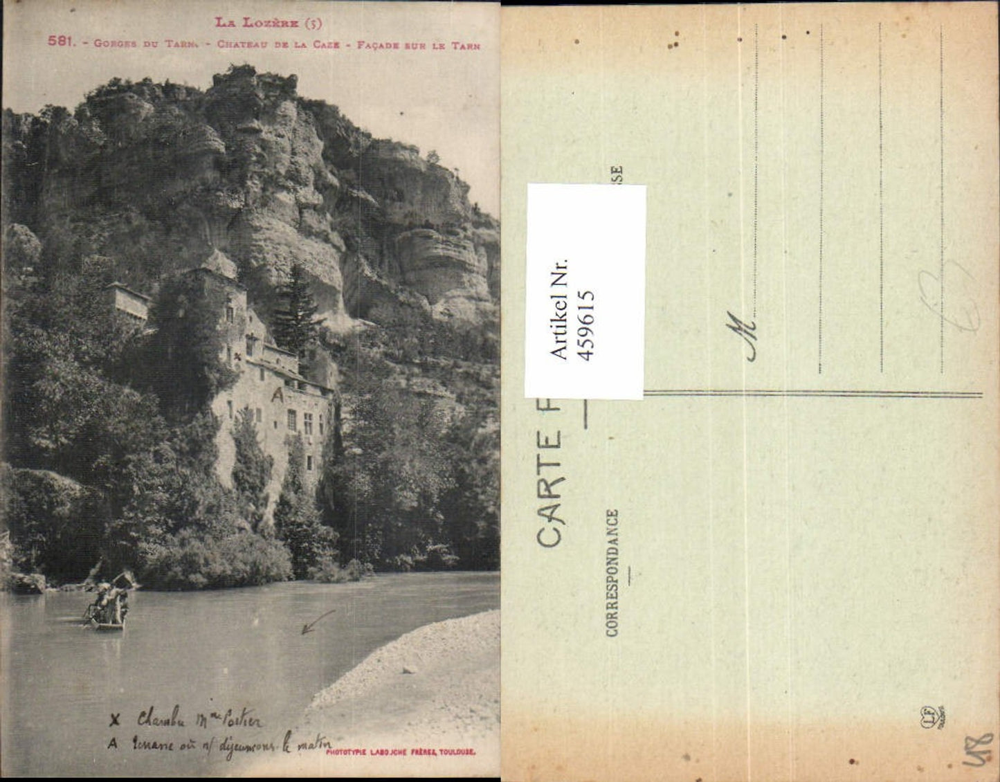 459615,Languedoc-Roussillon Lozere Gorges du Tarn Chateau de la Caze Schloss Boot