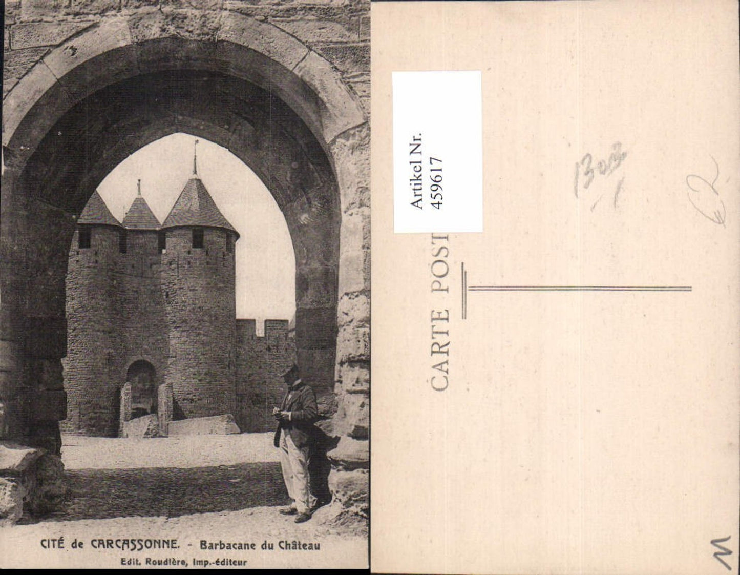 459617,Languedoc-Roussillon Aude Cite de Carcassonne Barbacane du Chateau Schloss